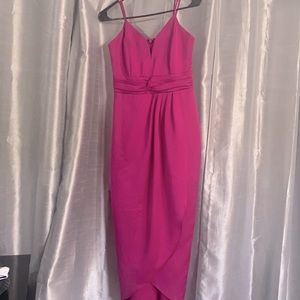 Fuchsia long spaghetti strap dress